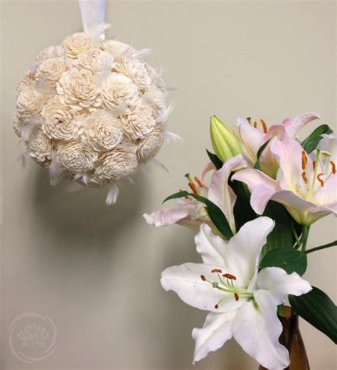 Flower Decor Ball Decoration Made Of Ivory Raleigh Balsa Wood Flowers