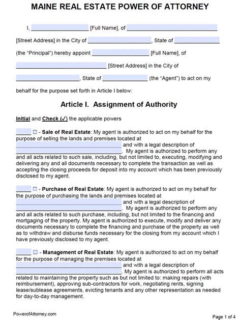 Free Maine Power Of Attorney Forms Pdf Templates