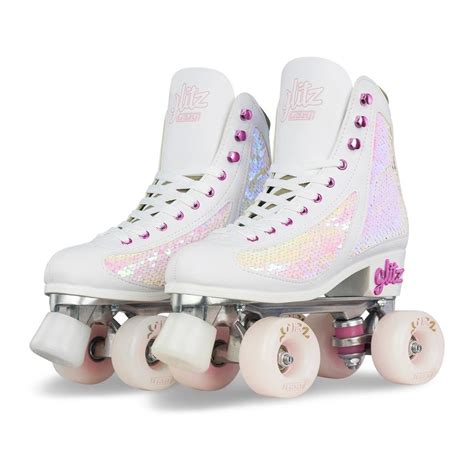 Crazy Skates Disco Glitz Sequin Size Adjustable Roller Skates Pearl