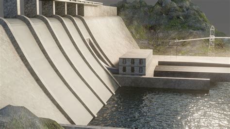3d Model Dam 3d Model Low Poly Hydroelectric Vr Ar Low Poly