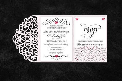 Tri Fold 5x7 Wedding Invitation Pocket Envelope Svg Template Etsy