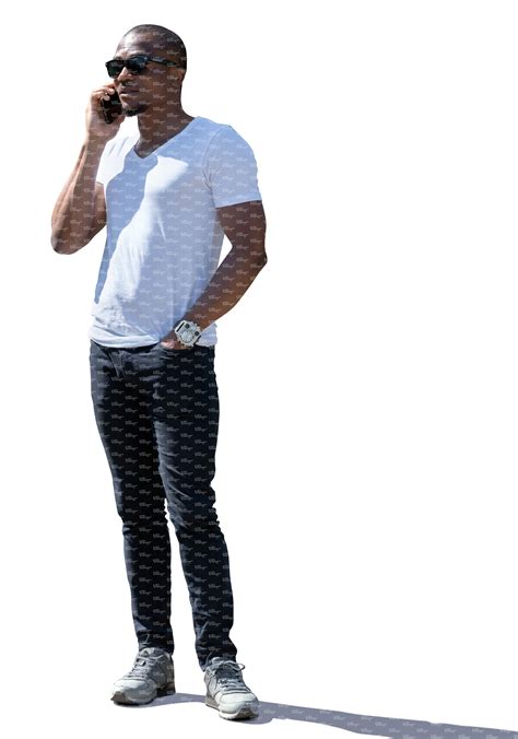Backlit Man Standing And Talking On A Phone Vishopper