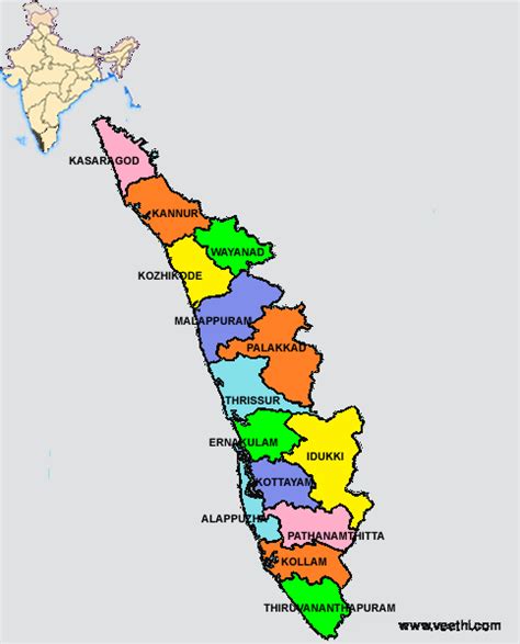 Kerala district map.png 268 × 422; Kerala Districts Map | Ancient india map, South india tour ...