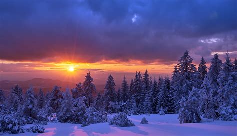Wallpaper Id 107398 Nature Winter Snow Landscape Sky Sunlight