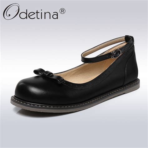 Odetina Classic Mary Janes Women Flats Ankle Strap Round Toe Shoes