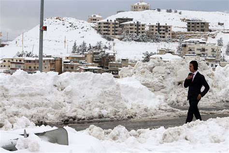 Middle East Snow Syrian Refugees Face Desperate Situation In Freezing