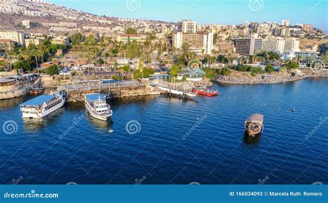 Tiberias City Aerial View Of Sea Of Galilee Israel Editorial Stock