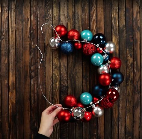 Christmas Wreath Made From Christmas Tree Ornaments