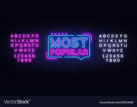 Most Popular Neon Sign Popular Design Royalty Free Vector
