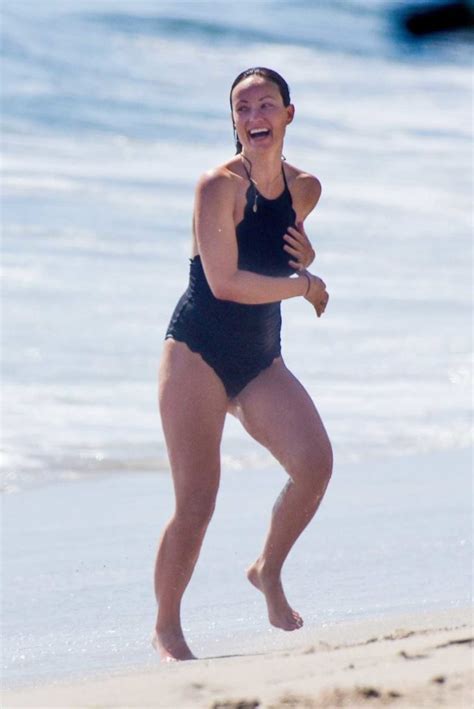 Olivia Wilde In A Black Swimsuit On The Beach In Malibu Celebsla Com