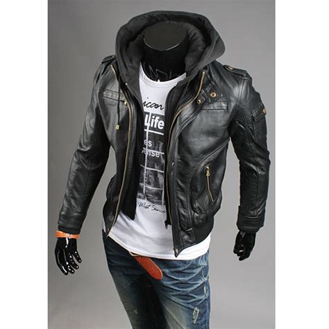 Hoodie suggests man has a bold and ravishingly masculine sense of style. mens leather jacket sale|men's leather jacket hoodie ...