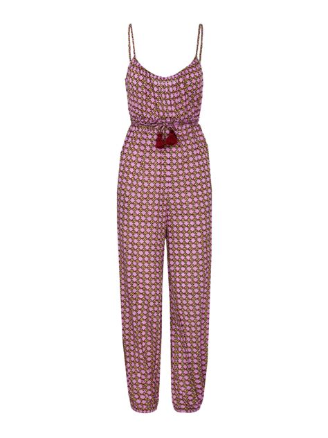 woman tory burch pink cotton printed jumpsuit