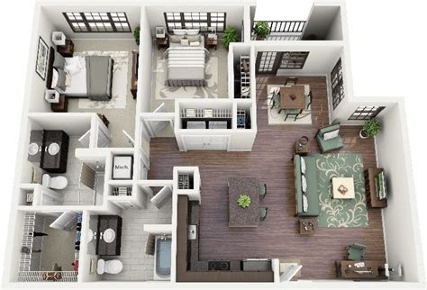 50 Two 2 Bedroom Apartmenthouse Plans Apartment Floor Plans Small