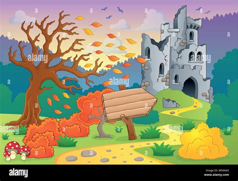 Autumn Theme With Castle Ruins 4 Stock Vector Image And Art Alamy