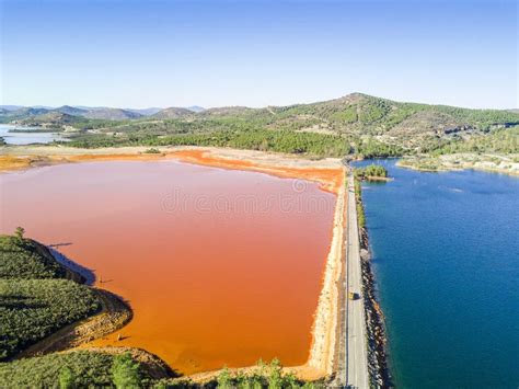 Aerial Landscape Of Unusual Colorful Lakes In Minas De Riotinto