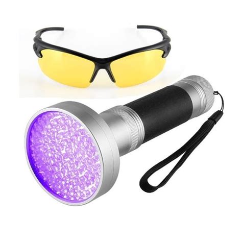 100 led uv ultraviolet blacklight flashlight lamp torch inspection light glasses ultra violet