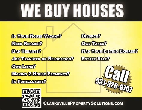 We Buy Houses Advertisement Clarksville Property Solutions Llc