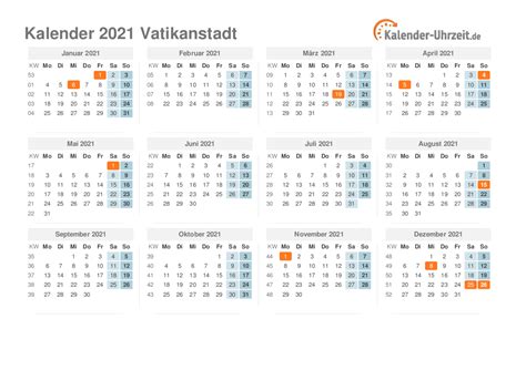Kalender.com für termine, geburtstage und die urlaubsplanung. Feiertage 2021 Vatikanstadt - Kalender & Übersicht
