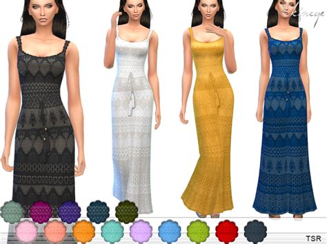 Crochet Maxi Dress By Ekinege At Tsr Sims 4 Updates