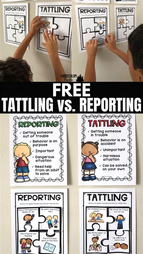 Tattling Vs Reporting Freebie School Counseling Activities