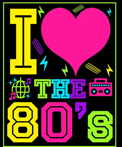 I Love 80s Vintage Retro Glow Party Tshirt Digital Art By Bi Nutz