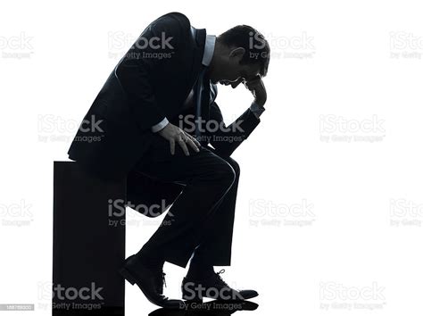 Sad Business Man Sitting Pensive Silhouette Stock Photo Download