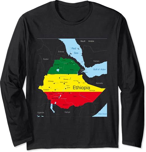 Ethiopia Map Ethiopian Habesha Flag Location And Pride Long Sleeve T Shirt