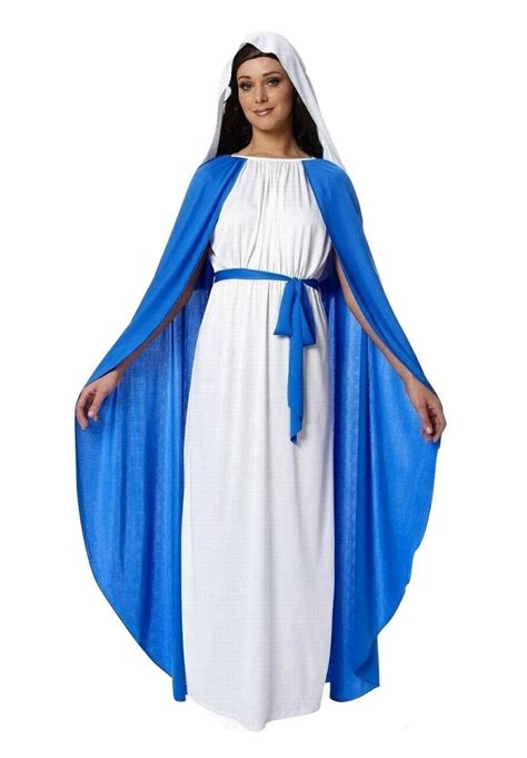 Womens Virgin Mary Costume Nativity Christmas Biblical Ladies Blue