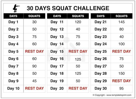 Squats Workout Challenge 30 Days Squat Challenge 30 Day Ab Workout Workout Schedule For Men
