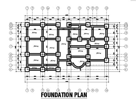 Foundation Plan Of 23x14m Apartment Plan Is Given In This Autocad