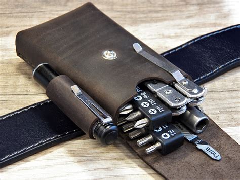 Edc Leather Belt Pouch Edc Pocket Organizer Pouch For Etsy