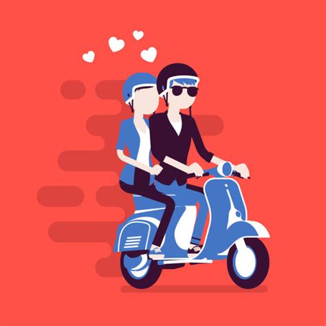 Motorcycle Couple Illustrations Royalty Free Vector Graphics And Clip