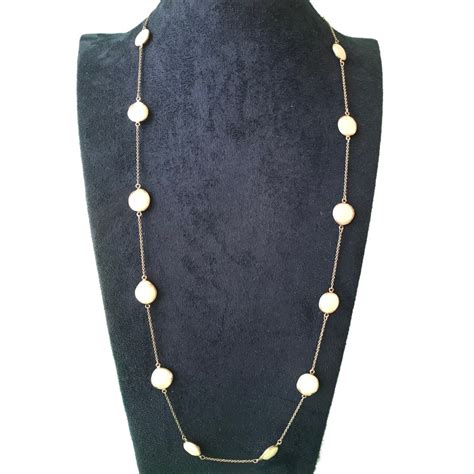 Mother Of Pearl Long Chain 925 Silver Necklace Buy Online