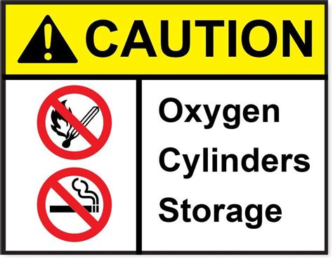 2 X Caution Oxygen Cylinder Storage Safety Warning Workplace