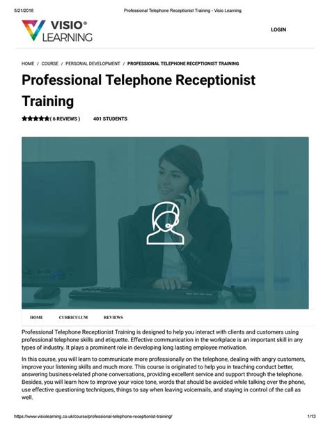 Professional Telephone Receptionist Training Visio Learning