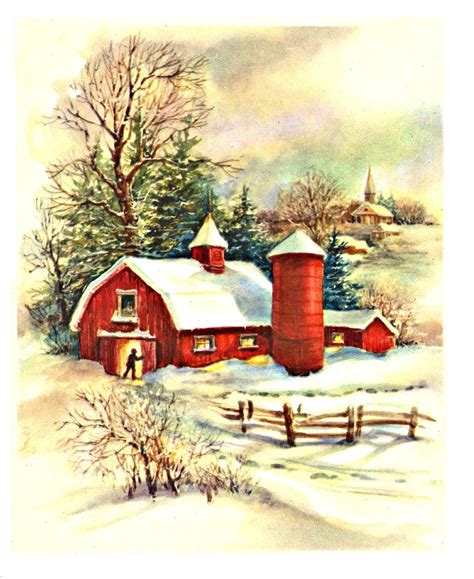 Barn And Farm Christmas Scenes Vintage Christmas Christmas Pictures