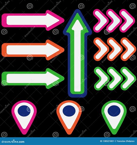 Set Of Colored Arrows And Pointers Stock Vector Illustration Of