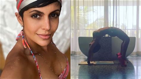 Mandira Bedi Aces Yogas Chakrasana In Bikini Says Want To Raise Your