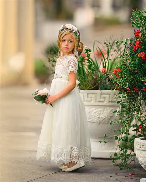 Lace Flower Girl Dress Ivory Rustic Flower Girl Dress Etsy Canada