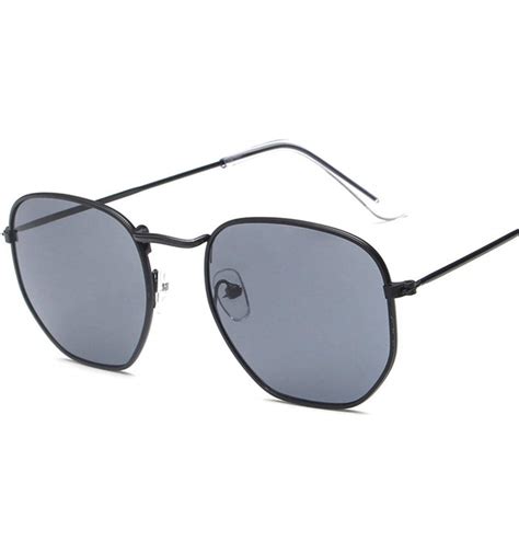 polygon sunglasses women vintage small frame metal sun glasses shades men uv400 clear lens