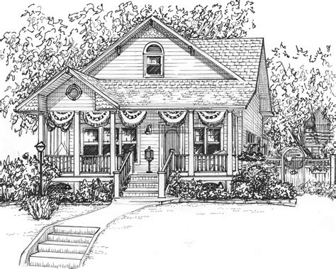 Learn how to draw a gingerbread house! Custom ink house drawing 8x 10 portrait of your