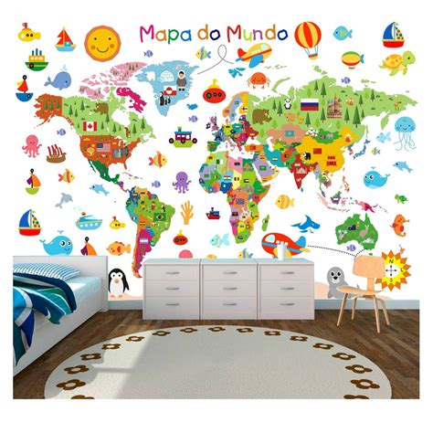 Adesivo Papel De Parede Mapa Mundi Infantil Adesivoteca Adesivos My