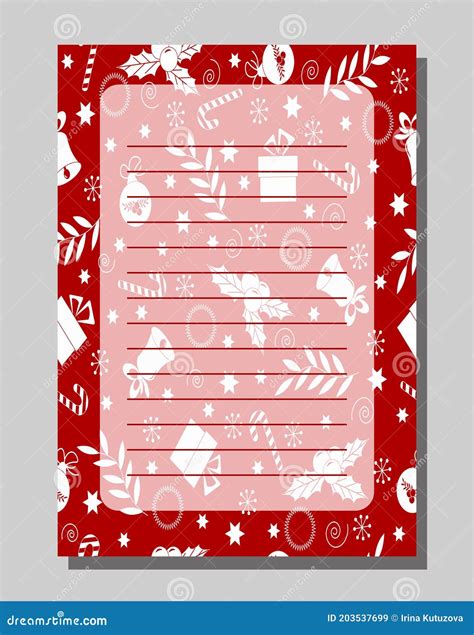 Christmas Notepad Theme On Red Background To Do List Stock Vector