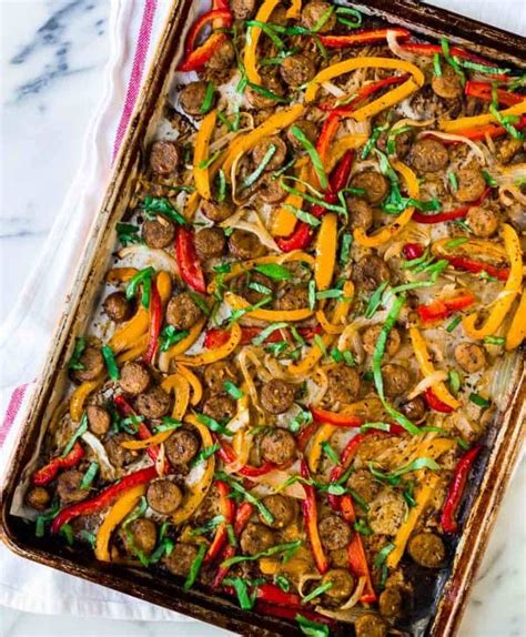 A wonderful sheet pan dinner with shrimp, sausage, corn, and lots of vegetables. Italian Sausage and Peppers in the Oven | Easy Sheet Pan ...