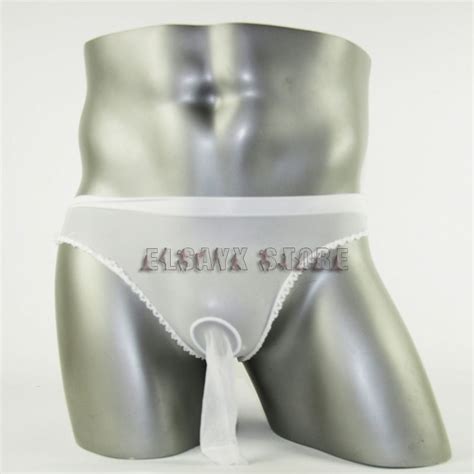 Men Pantyhose Underwear Thong Sheer Brief Seethrough Sheath Open 20to34 Ebay
