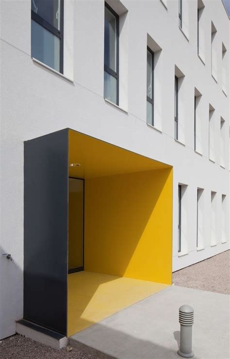 Yellow Entrance Design Modern Architecture Building Facade Design
