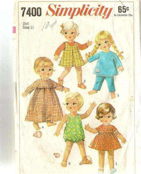 1960s Vintage Doll Clothes Pattern Simplicity 7400 For Etsy Vintage