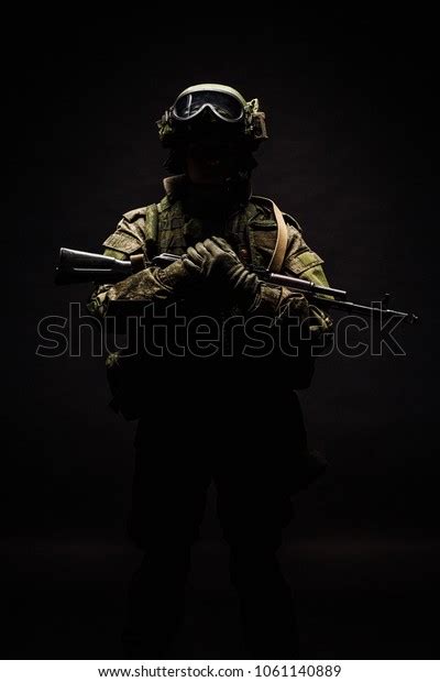 Modern Russian Special Forces Soldier Rifle Stock Photo 1061140889