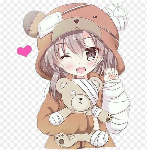 Adorable Cute Anime Girl With Teddy Bear