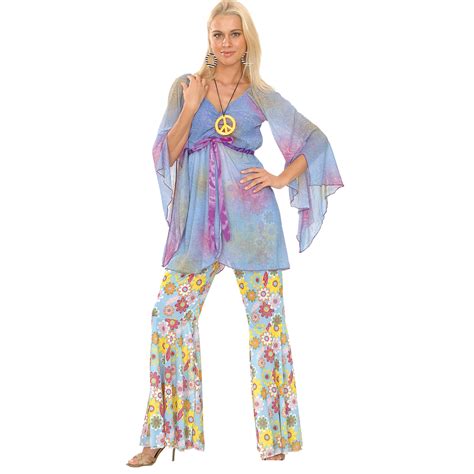 New 1960s Woodstock Hippie Ladies Fancy Dress Party Halloween Costume